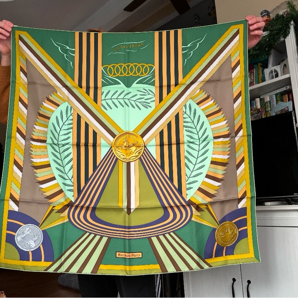 100% Authentic Carre 90 Les Teux d’Hermes Silk Scarf
